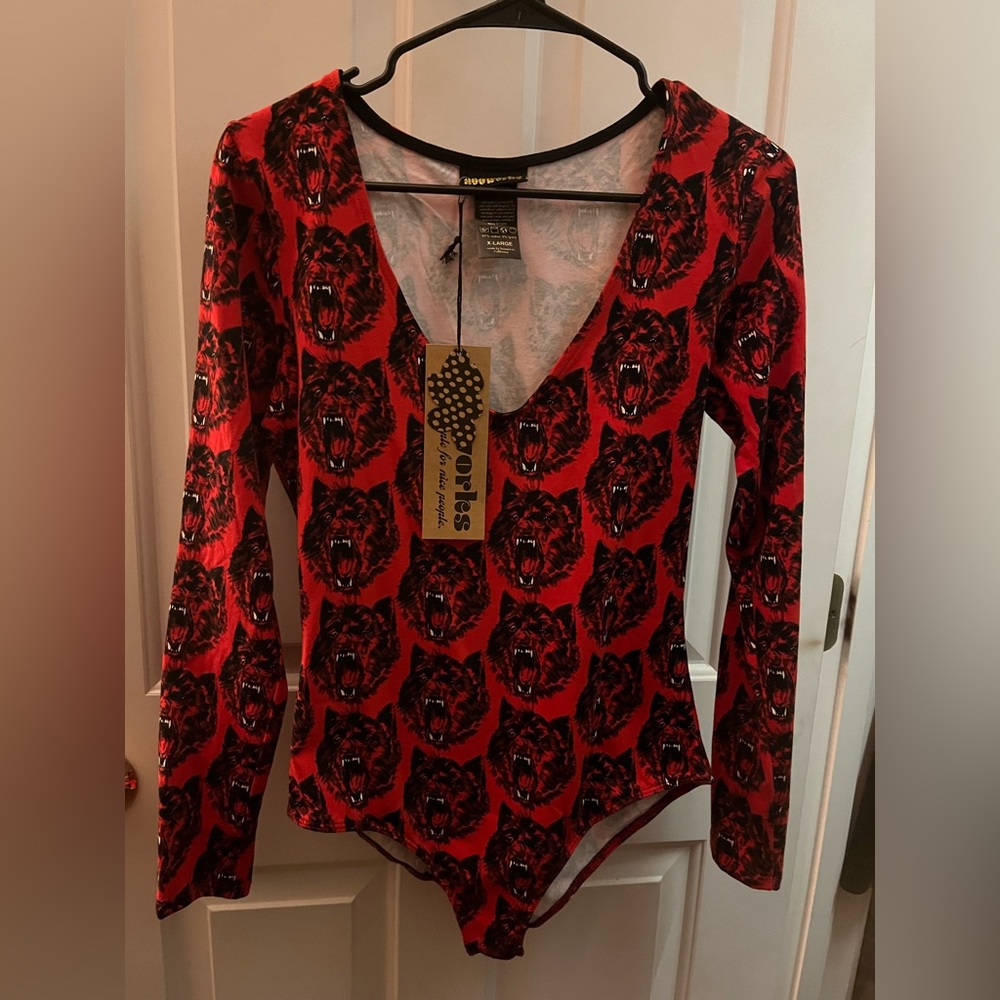 Nooworks BNWT Wolverine Red Black Bodysuit Long Sleeve XL